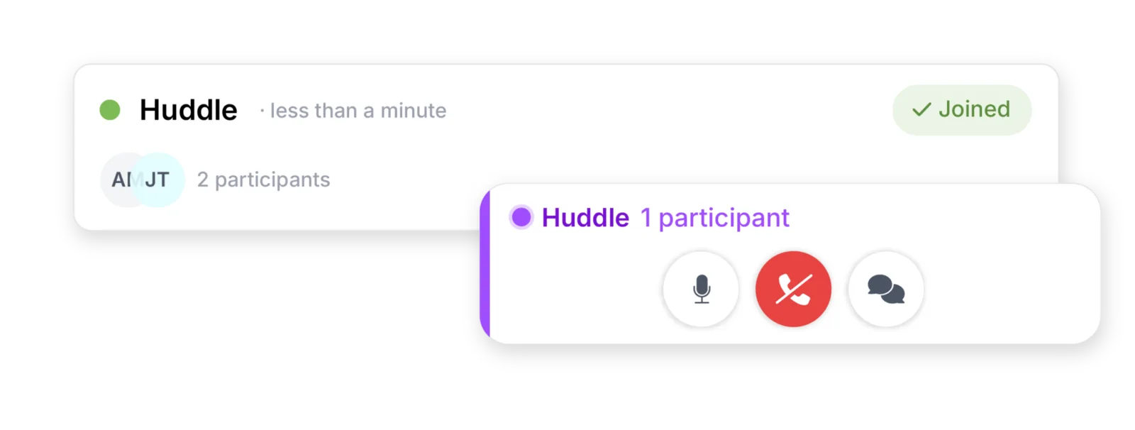 Audio huddle controls for live team collaboration inside Backchannel